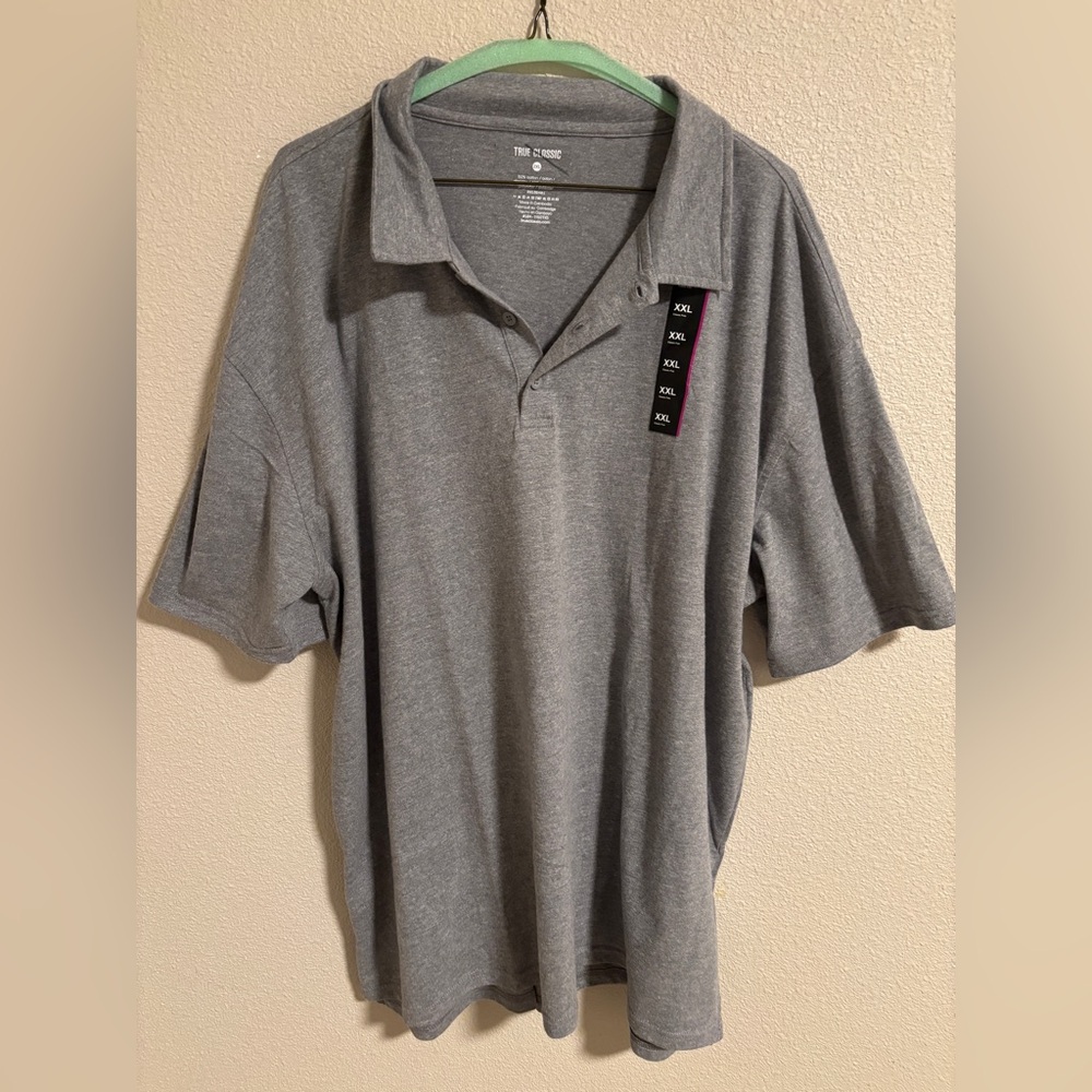 True Classic Men's Gray Polo Shirt XXL